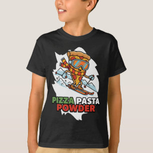 Pizza, Pasta, Pulver - Lustige Skifahrende Pizzasc T-Shirt