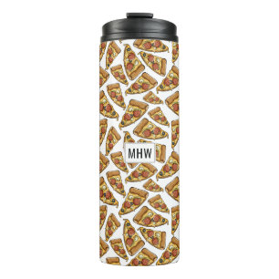 Pizza Pattern, kundenspezifischer Monogramm-Tumble Thermosbecher