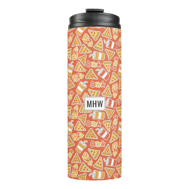 Pizza Pattern, kundenspezifischer Monogramm-Tumble Thermosbecher (Vorderseite)