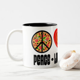 Pizza Peace Sign Tomato Herz und Basil Blätter Zweifarbige Tasse