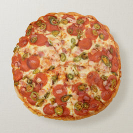 Pizza Pepperoni für die Man-Höhle Rundes Kissen