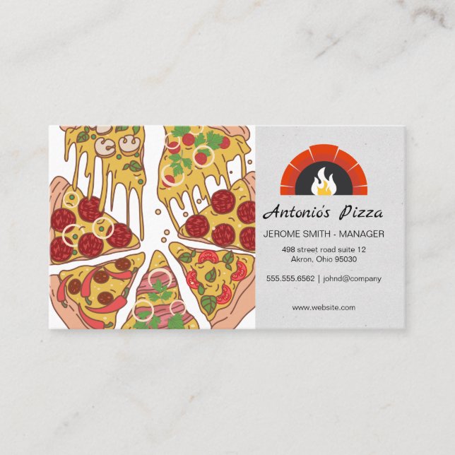 Pizza Pie Slices | Brick Oven Business Card Visitenkarte (Vorderseite)