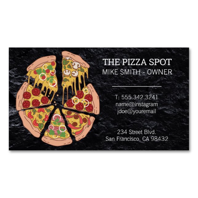 Pizza Pie Slices Magnetische Visitenkarte (Vorderseite)