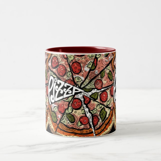 Pizza Pie Zweifarbige Tasse (Mittel)