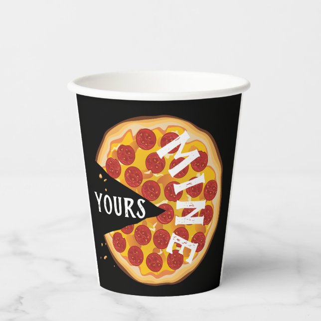 Pizza Pizza Funny Pepperoni niedlich Feinschmecker Pappbecher (Vorderseite)