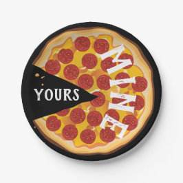 Pizza Pizza niedliches Party Schwarz Pappteller