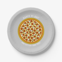Pizza Pizza Pie mit Pilzen und Oliven Pi Day Pappteller