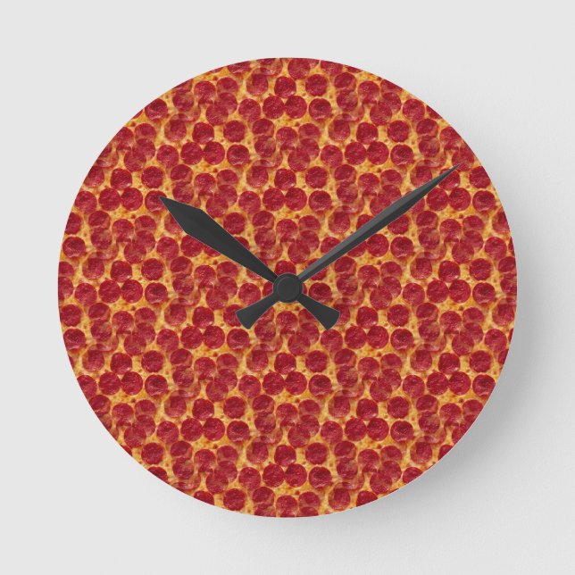 Pizza Pizza Runde Wanduhr (Vorderseite)