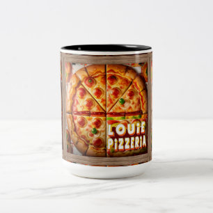 Pizza Pizzeria Design Zweifarbige Tasse