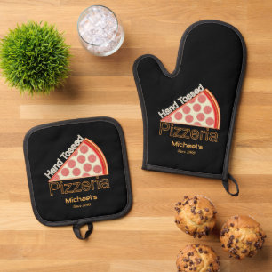 Pizza-Pizzeria Ofenhandschuh & Topflappen-Set