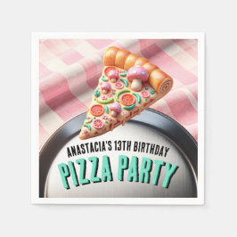 Pizza Pizzeria Pink Mushroom Party Serviette