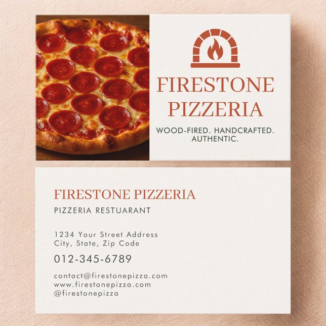 Pizza Pizzeria Restaurant Catering Service Photo Visitenkarte (Von Creator hochgeladen)