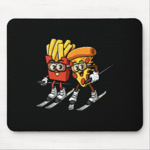 Pizza Pommes Frites Ski Lustig Skifahrer Fast Food Mousepad