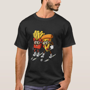 Pizza Pommes Frites Ski Lustig Skifahrer Fast Food T-Shirt