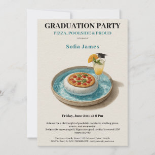 Pizza Pool Cocktail Absolventenfeier  Einladung