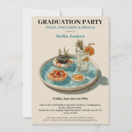 Pizza, Poolside, Pool Party | graduation party Einladung