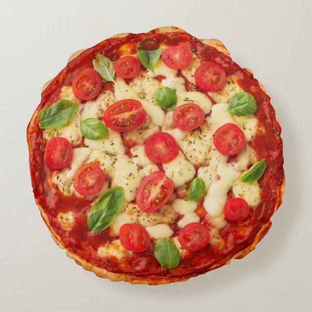 Pizza Print, beidseitig Rundes Kissen (Rückseite)