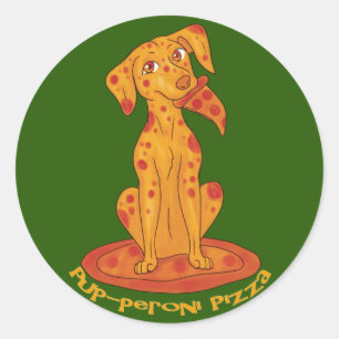 Pizza Puppy Runder Aufkleber
