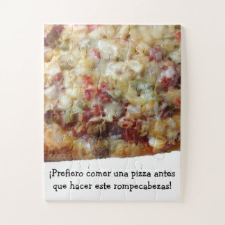 Pizza-Puzzle mit spanischem (español) Zitat.