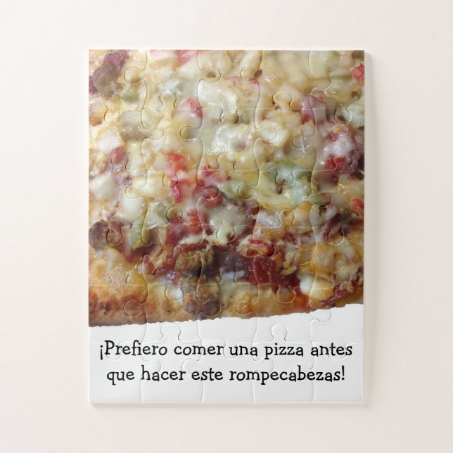 Pizza-Puzzle mit spanischem (español) Zitat.  (Vertikal)