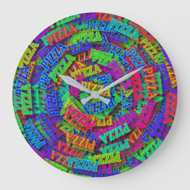 Pizza Rainbow Große Wanduhr (Vorderseite)