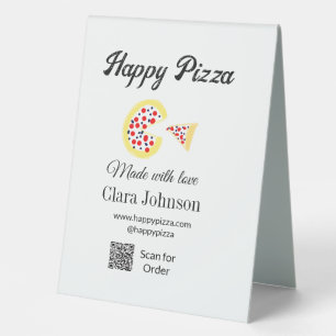Pizza Restaurant Café Pizzeria QR-Code scannen bes Tischaufsteller