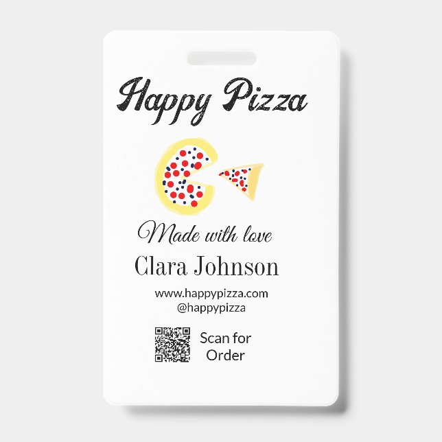 Pizza Restaurant Cafe Pizzeria Scan QR-Code bestel Ausweis (Vorderseite)