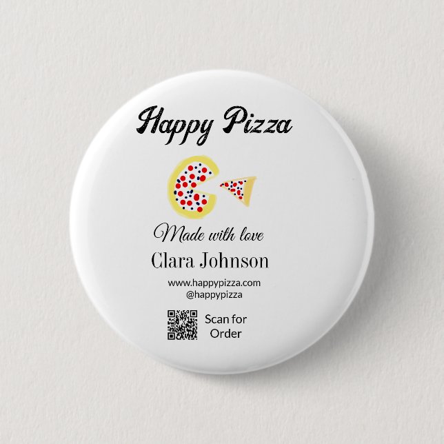 Pizza restaurant cafe pizzeria scan QR code order  Button (Vorderseite)