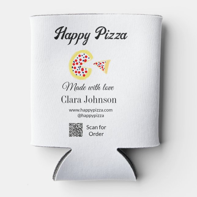 Pizza restaurant cafe pizzeria scan QR code order  Dosenkühler (Vorderseite)