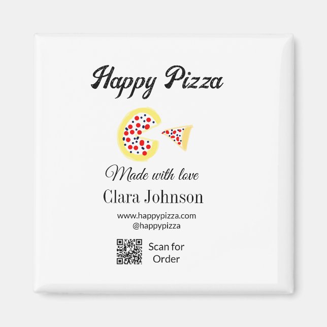 Pizza restaurant cafe pizzeria scan QR code order  Magnet (Vorne)