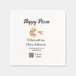 Pizza restaurant cafe pizzeria scan QR code order Serviette