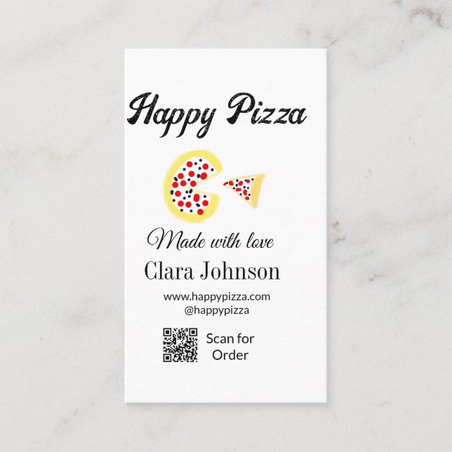 Pizza restaurant cafe pizzeria scan QR code order  Visitenkarte (Vorderseite)