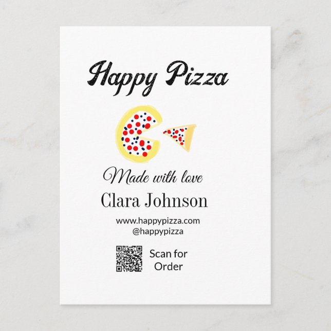 Pizza Restaurant Café Pizzeria Scan QR Code Reihen Postkarte (Vorderseite)