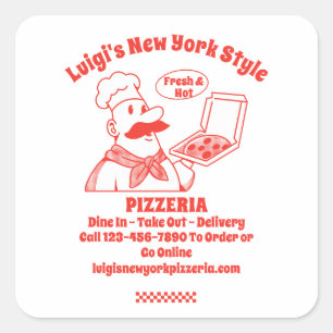 Pizza-Restaurant detaillierte Grafik anpassen  Quadratischer Aufkleber