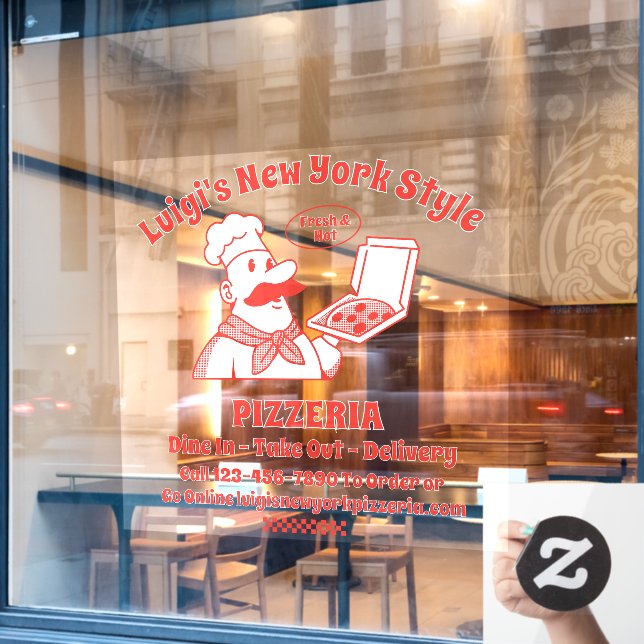 Pizza Restaurant Front individuell anpassen Fensteraufkleber (Café-Fenster)