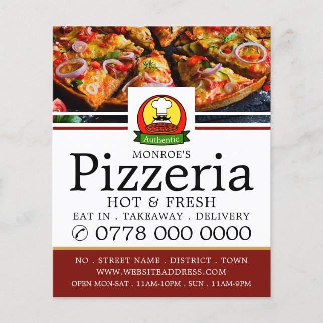 Pizza Restaurant, Pizzeria Menu Advertising Flyer (Vorne)