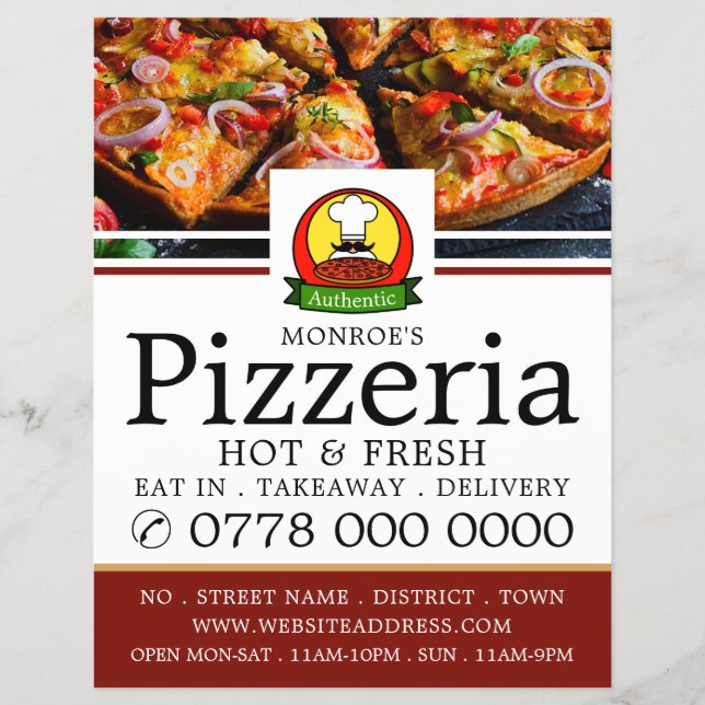 Pizza Restaurant, Pizzeria Menu Advertising Flyer (Vorne)