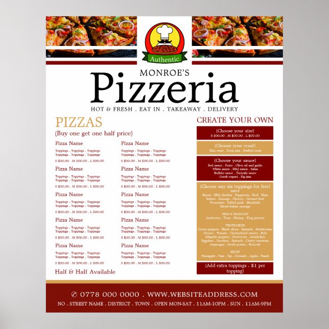 Pizza Restaurant, Pizzeria Poster (Vorne)