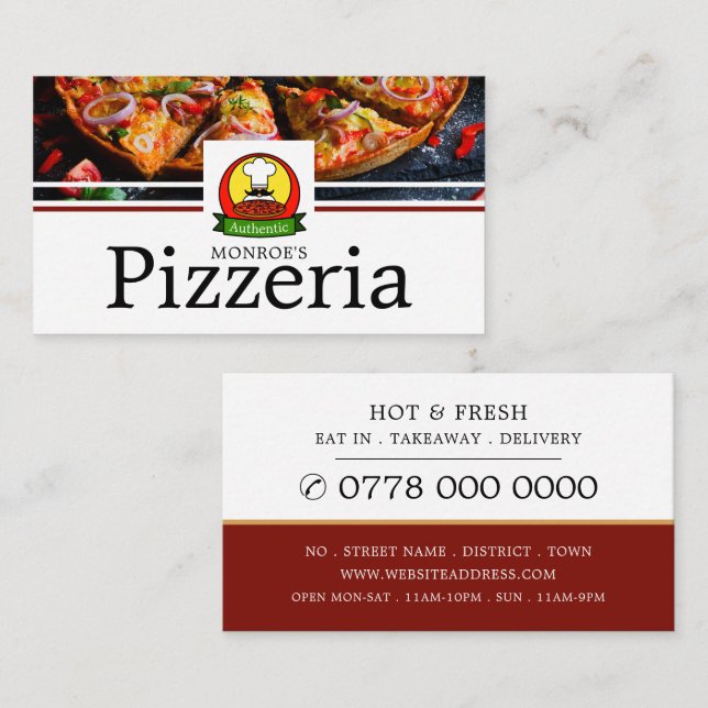 Pizza Restaurant, Pizzeria Werbung Visitenkarte (Vorne/Hinten)