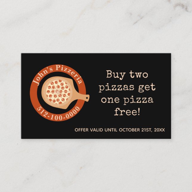 Pizza Restaurant Promo Visitenkarte  (Vorderseite)