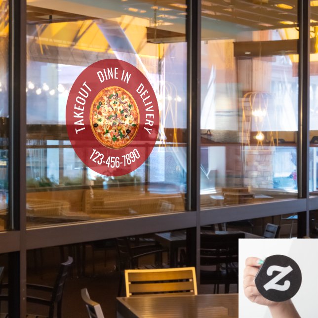 Pizza Restaurant Rundfenster Klammern Zeichen Fensteraufkleber (Restaurantfenster)