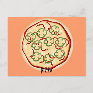Pizza-Rezept-Karte Rote und grüne Paprikaschoten Postkarte