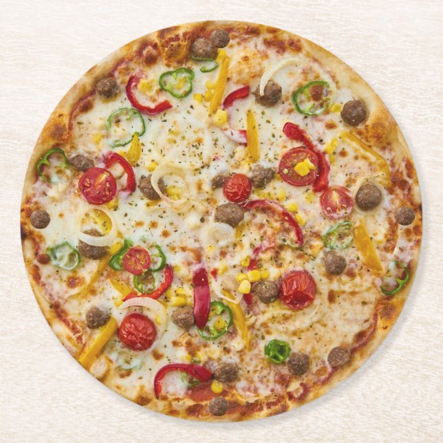 Pizza Runder Pappuntersetzer (Vorderseite)