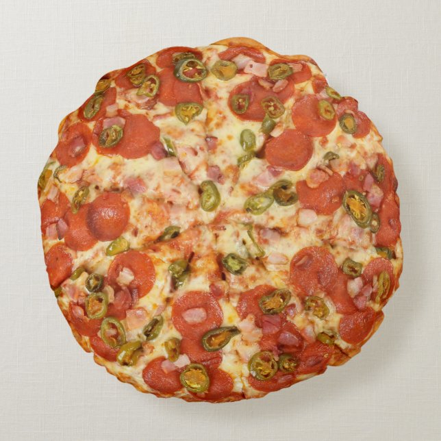 Pizza Rundes Kissen (Rückseite)