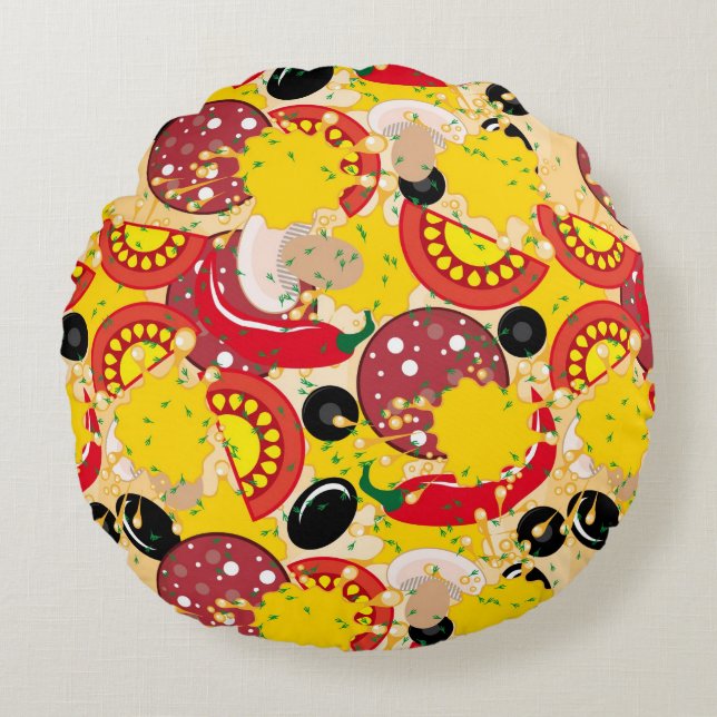 Pizza Rundes Kissen (Vorderseite)
