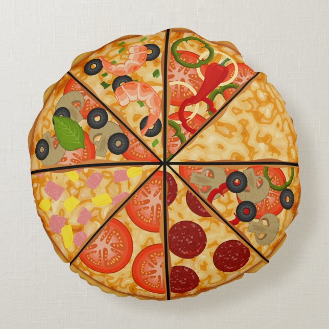 Pizza Rundes Kissen (Rückseite)