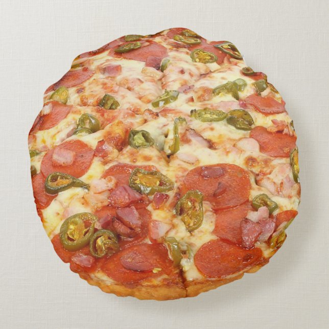 Pizza Rundes Kissen (Rückseite)