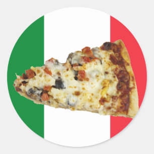 Pizza-Scheibe auf Farben der italienischen Flagge Runder Aufkleber