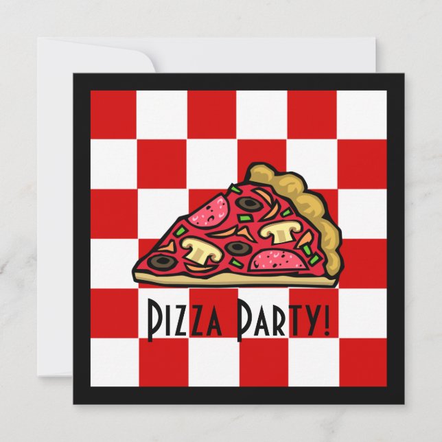 Pizza-Scheibe-Pizza-Party Einladung (Vorderseite)