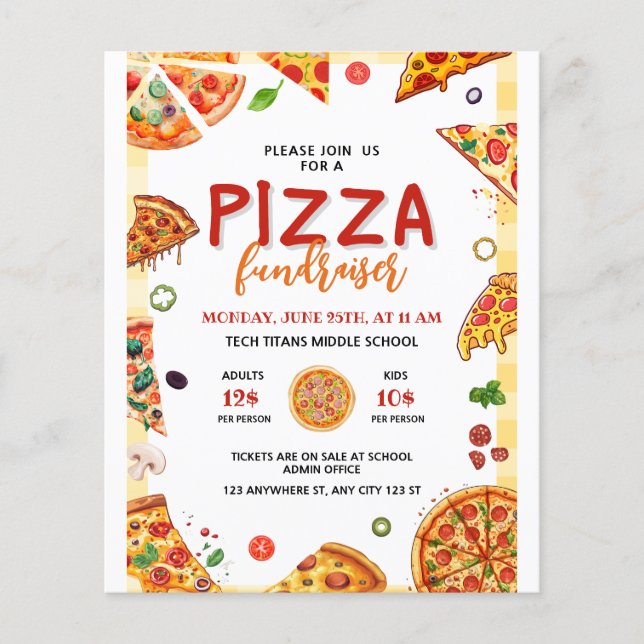 Pizza School Fundraiser, Pizza Dinner Fundraiser Flyer (Vorne)